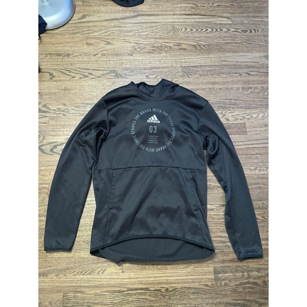 Adidas Men's Hoodie Three Stripes Black with White Logo Size MD